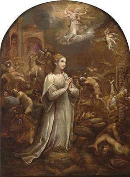 Martyrdom Of St. Catherine Of Alexandria Oil Painting by Ventura Salimbeni