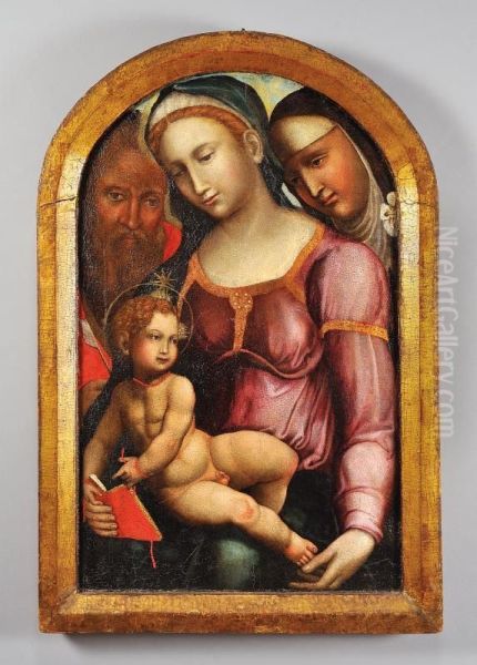 Madonna Con Bambino, San Giuseppe E Santa Caterina Da Siena Oil Painting by Ventura Salimbeni