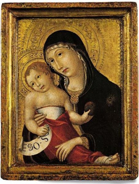 Madonna Col Bambino Oil Painting by Ansano Mancio Di Sano Di Pietro