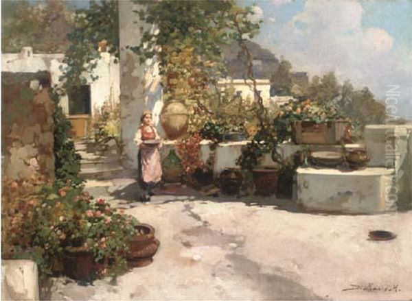 On The Terrace Oil Painting by Mario Di Scovolo