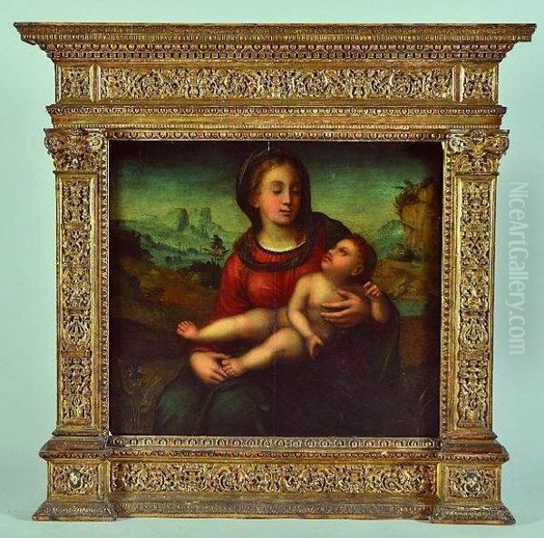 vierge A L'enfant Sur Fond De Paysage Oil Painting by Giovanni Antonio Sogliani