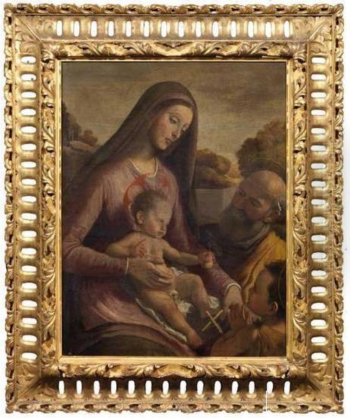 Sacra Famiglia Con San Giovannino Oil Painting by Santi Di Tito