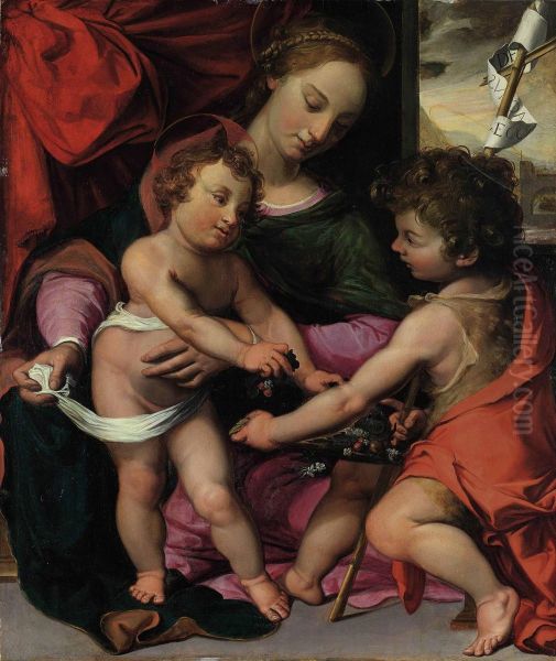 The Madonna And Child With The Young Saint John The Baptist Oil Painting by Santi Di Tito