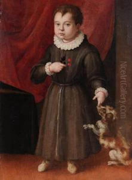 Ritratto Di Bambino Con Cane Oil Painting by Tiberio di Tito