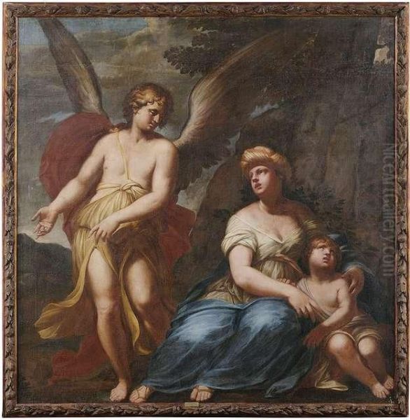 The 
Angel Succouring Hagar And Ismael. Oil Painting by Giuseppe Diamantini