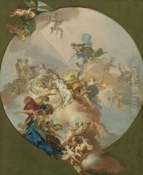 An Allegory Of Peace, A Preparatory Study For A Ceiling Oil Painting by Giacinto Diano