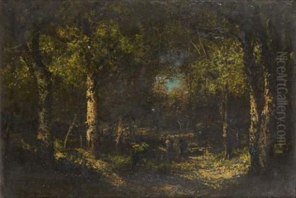 Paysage De Foret Oil Painting by Emile Diaz De La Pena