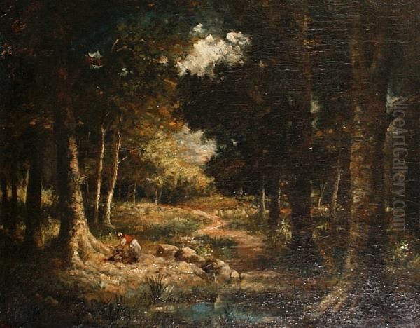 A Woodland Clearing Oil Painting by Eugene Diaz De La Pena