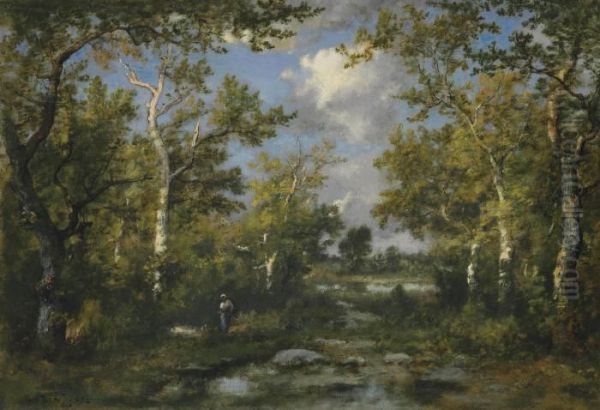 Clairiere Dans La Foret De Fontainbleau Oil Painting by Narcisse-Virgile D Az De La Pena