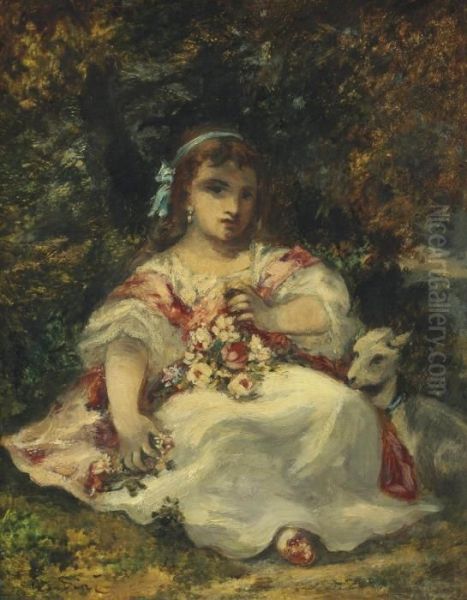 La Fille De Diaz Oil Painting by Narcisse-Virgile D Az De La Pena