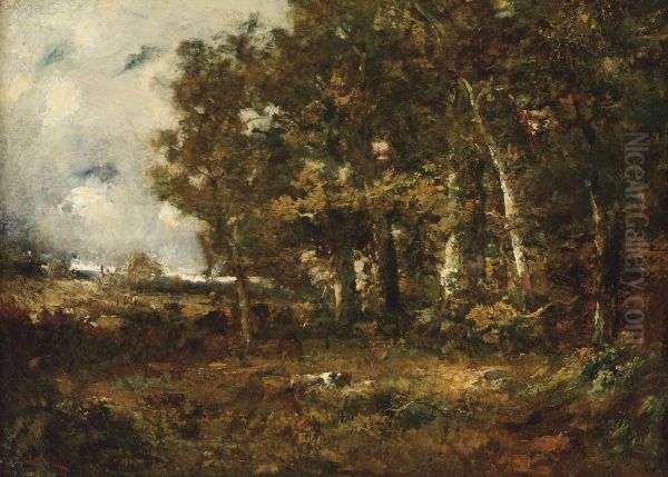 A Wooded Landscape Oil Painting by Narcisse-Virgile D Az De La Pena