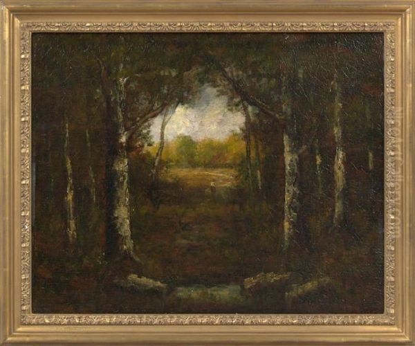 Figure In A Fountainbleau Forest Oil Painting by Narcisse-Virgile D Az De La Pena