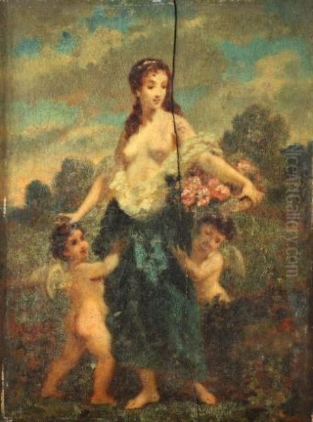 Femme Et Enfants Oil Painting by Narcisse Virgilio Diaz De La Pena