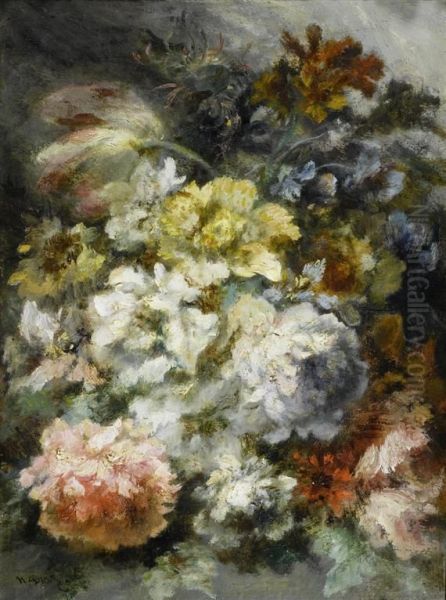 Bright Floral Arrangement. Oil Painting by Narcisse Virgilio Diaz De La Pena