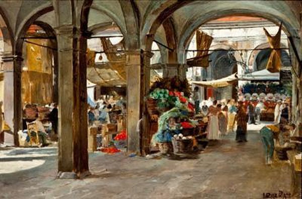 Mercado De Venecia Oil Painting by Ignacio Diaz Olano