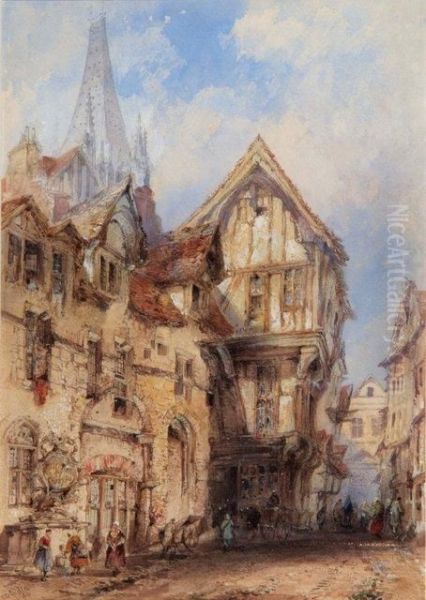 Continental Townscape Oil Painting by Thomas Colman Dibdin