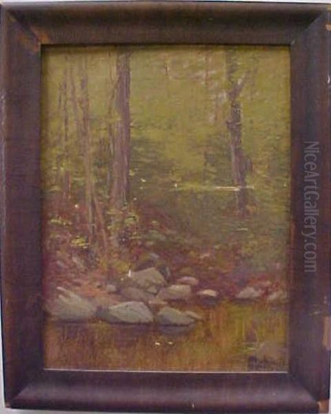 Forest And Pond Scene Oil Painting by Charles William H. Dicker