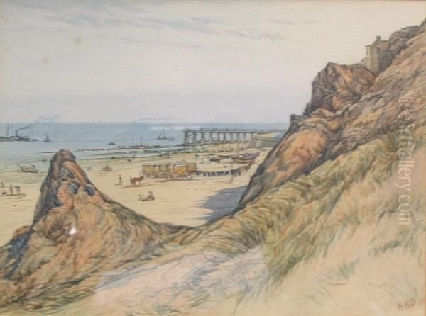 Cromer Beach And Pier From The West Oil Painting by Anson Dickinson