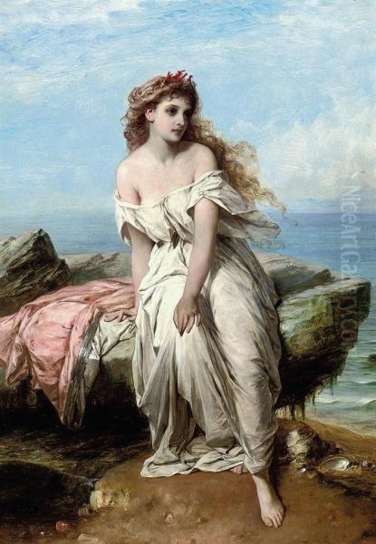 Miranda Oil Painting by Sir Thomas Francis Dicksee