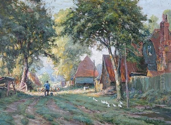 Farmyard Scene Oil Painting by Frank Dickson