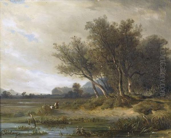 Marais De Villeneuve Oil Painting by Francois Diday