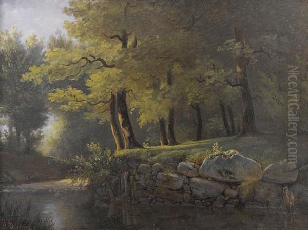 Bachpartie Im Wald Oil Painting by Francois Diday