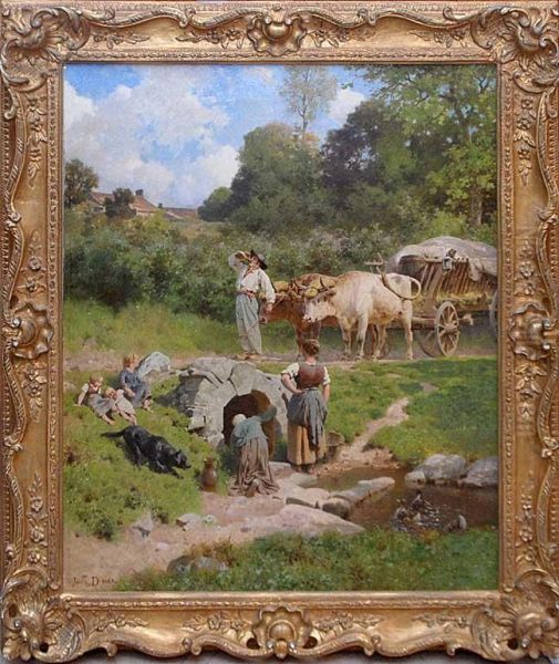 Rural Countryscene Oil Painting by Jules Didier