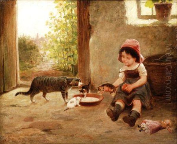 Playmates Oil Painting by Anton Dieffenbach