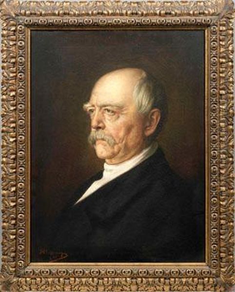 Portrait Des Reichskanzlers Otto Furst Von Bismarck Oil Painting by August Wilhelm Dieffenbacher