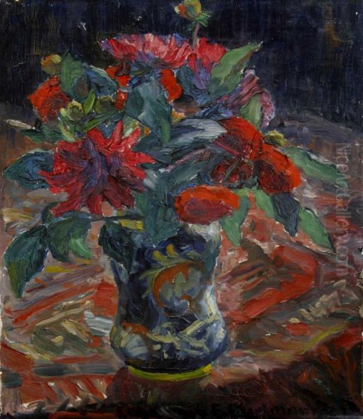 Blumenstillleben Oil Painting by Emil Dielmann