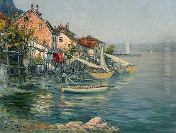 Achter Mit Steuermann Vor Der Alten Brucke Oil Painting by Julius Dielmann