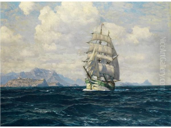 Segelschiff Vor Der Italienischenkuste Oil Painting by Michael Zeno Diemer