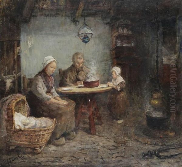 The Breakfast Oil Painting by Pierre Jacques Dierckx