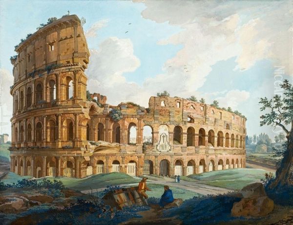 Forum Romanum Kolosseum In Rom Oil Painting by Albert Christophe Dies