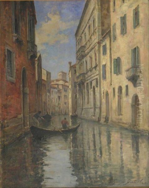 Canal A Venise Oil Painting by Georges Pierre Dieterle