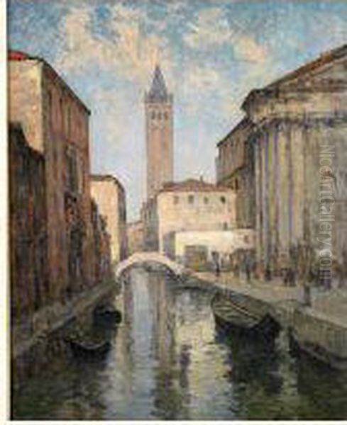 Vue Du Canal Oil Painting by Georges Pierre Dieterle