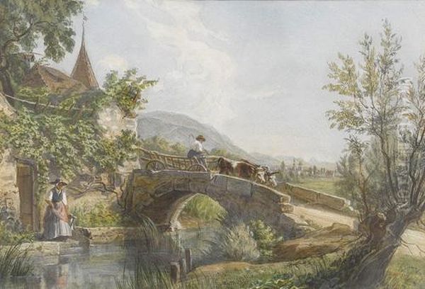 Sonnige Bachpartie In Der Gegend Von Aarau Oil Painting by Johann Friedrich Dietler