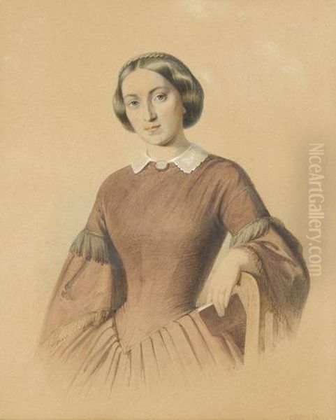 Portrat Einer Dame In Braunem Kleid Oil Painting by Johann Friedrich Dietler