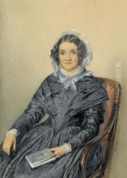 Bildnis Einer Sitzenden Dame Mit Buch Oil Painting by Johann Friedrich Dietler