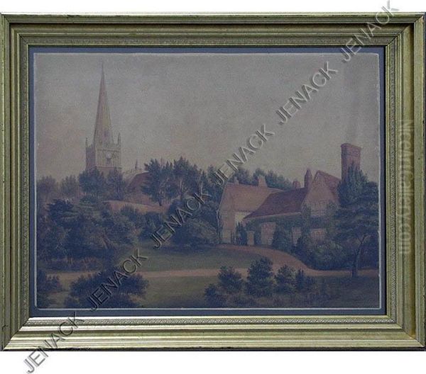 Landscape With Cathedral Oil Painting by Anton Dietrich