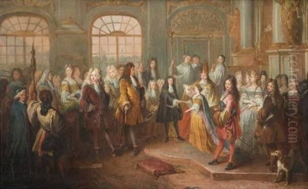 Le Mariage De Louis De France, Duc De Bourgogne Et Demarie-adelaide De Savoie Oil Painting by Antoine Dieu