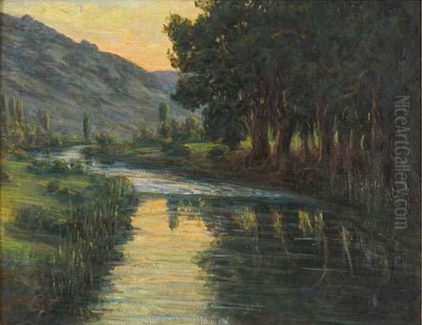 Landschaft Bei Ingelfingen Am Kocher Oil Painting by Hugo Diez