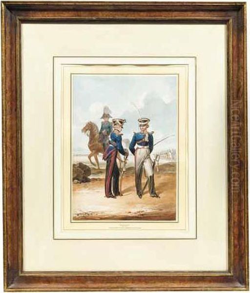 Prussian Army Officers - Dragoons Of Guard Oil Painting by Denis Dighton