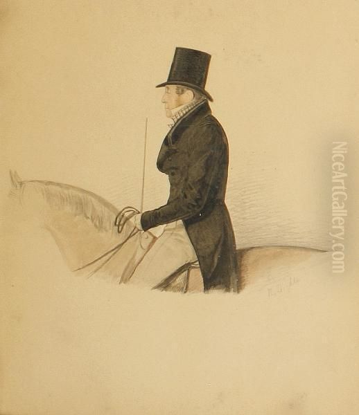 Portrait Of Capt. George Henry Moore Onhorseback Oil Painting by Richard Dighton