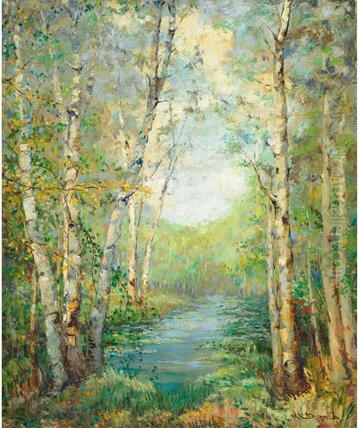 Stream In Spring Oil Painting by Mary Ella Williams Dignam