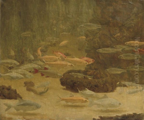 Goudvissen: A Shoal Of Goldfish Oil Painting by Gerrit Willem Dijsselhof