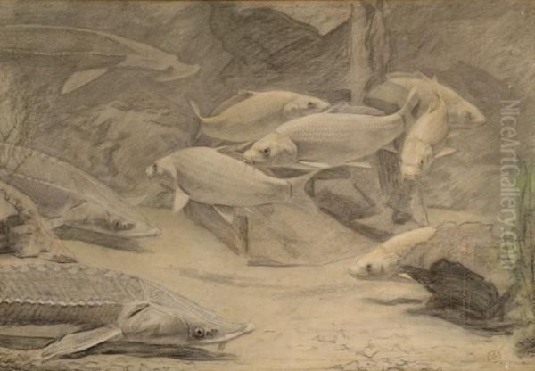 Sturgeon And Carps Oil Painting by Gerrit Willem Dijsselhof