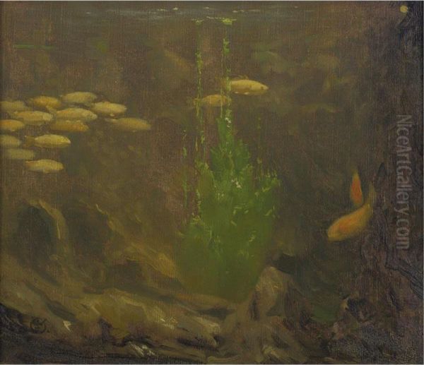 Under The Sea Oil Painting by Gerrit Willem Dijsselhof