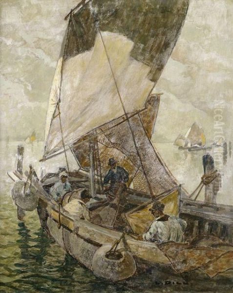 Windstille In Der Lagune Oil Painting by Ludwig Dill