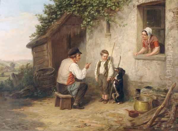 Learning To Beg Oil Painting by Henri Jozef Dillens